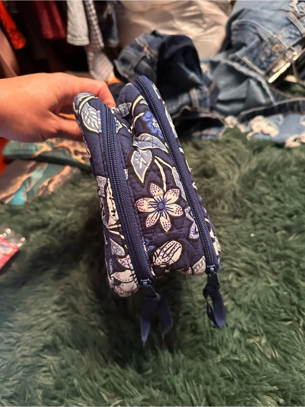 Vera Bradley Falling Flowers Deluxe Travel Organizer Cosmetic Case